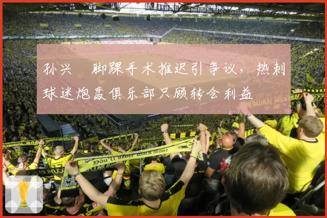 孙兴慜脚踝手术推迟引争议，热刺球迷炮轰俱乐部只顾转会利益